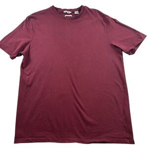 Calvin Klein Mens Classic Fit Cotton T-Shirt Burgundy Maroon CK Logo Medium